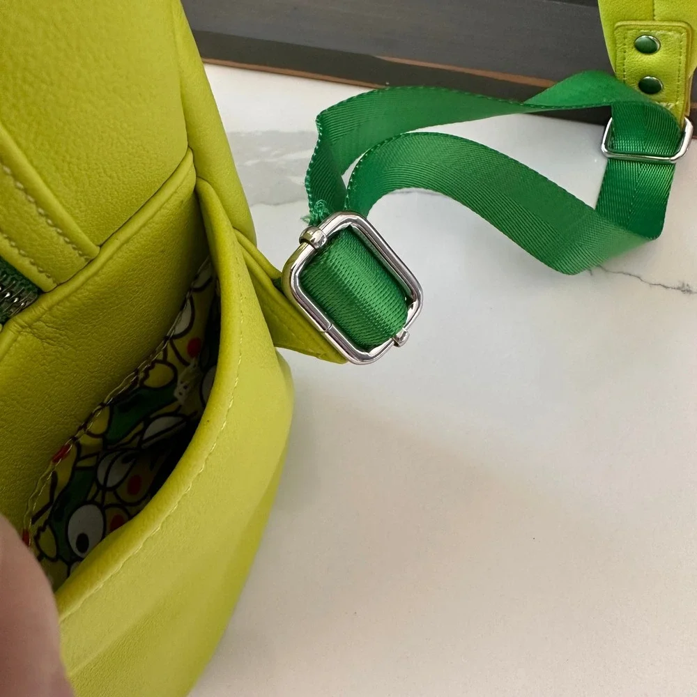 Sanrio Loungefly Keroppi Frog Mini Backpack Green Red Striped with Plush Charm
